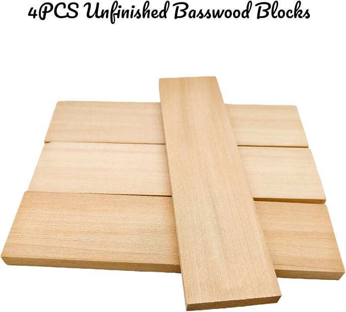 4PCS Unfinished Basswood Blocks