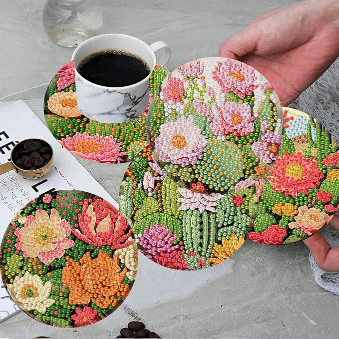 ijbnhd Cactus Diamond Painting Coasters Kit