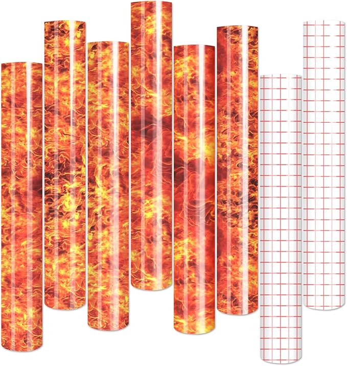 Tintnut Flame Pattern Permanent Vinyl Adhesive Vinyl 6 Sheets 12x10in | Burning