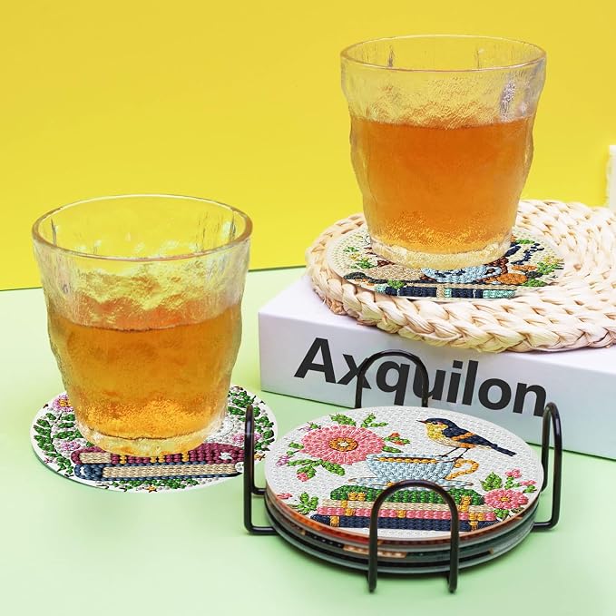 Axquilon 8 Pcs Books Diamond Art Coasters Kit