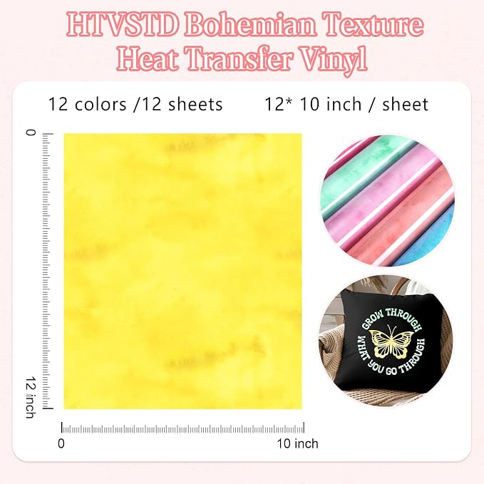 HTVSTD Texture HTV Heat Transfer Vinyl 12 Sheets 12×10in Iron on Vinyl |