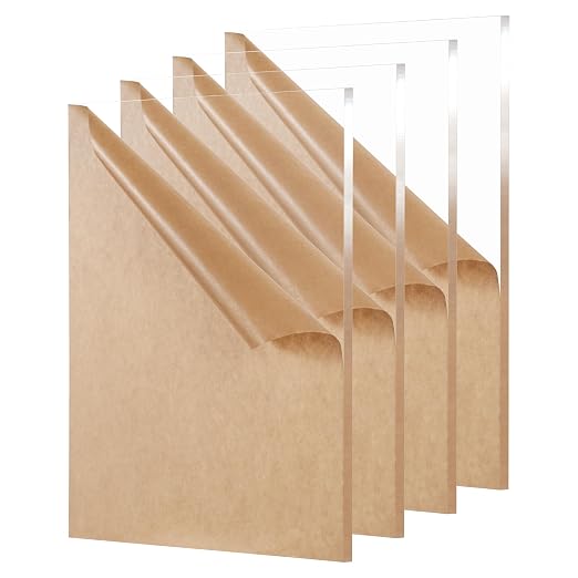 KAITELA 4 Pack Clear Acrylic Sheet 1/4" Thick, Display Cases, Laser Cutting