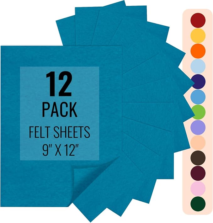 IONTACH 9" X 12" Felt Fabric Sheets 1.6mm Thick | Soft Felt