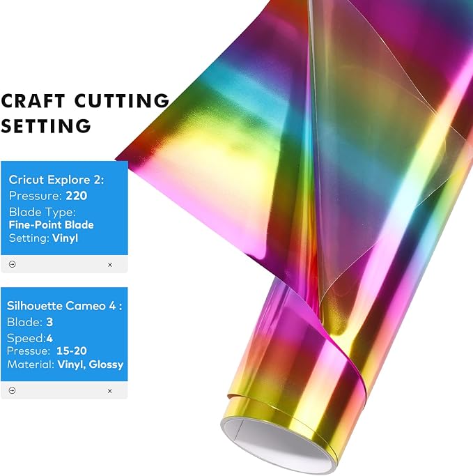 Gatichetta Metallic Foil HTV Roll Holographic Rainbow Heat Transfer Vinyl