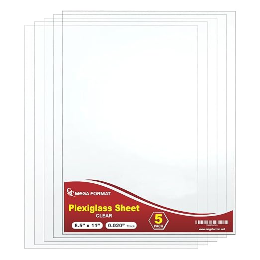 Clear Acrylic Sheets, 8.5" x 11", 0.02 Inch Transparent Thin Plastic Sheets
