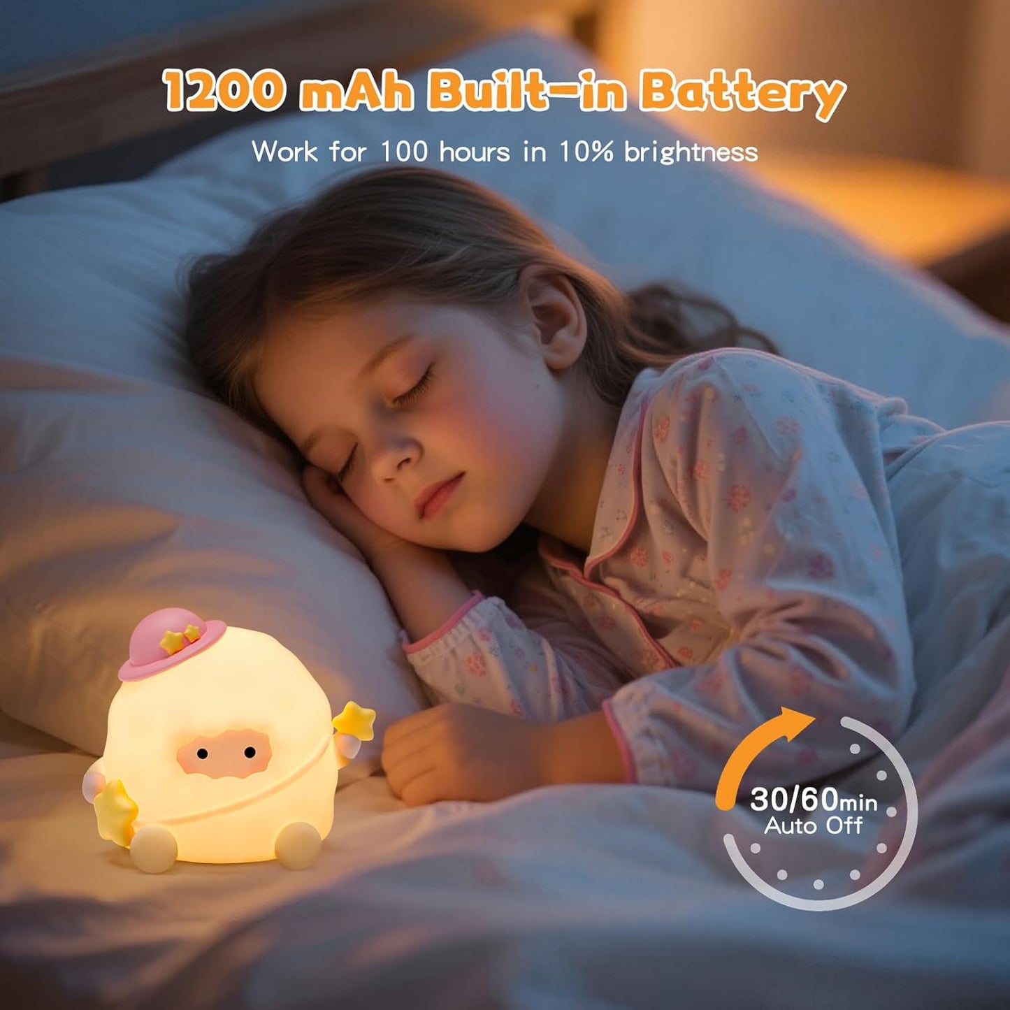 Baby Night Light, Touch Control Rechargeable Nursery Lamp with Dimmable Soft Light, Portable 3 Brightness Level and 7 Colors LED Nightlight for Kids Room, Breastfeeding, Sleep