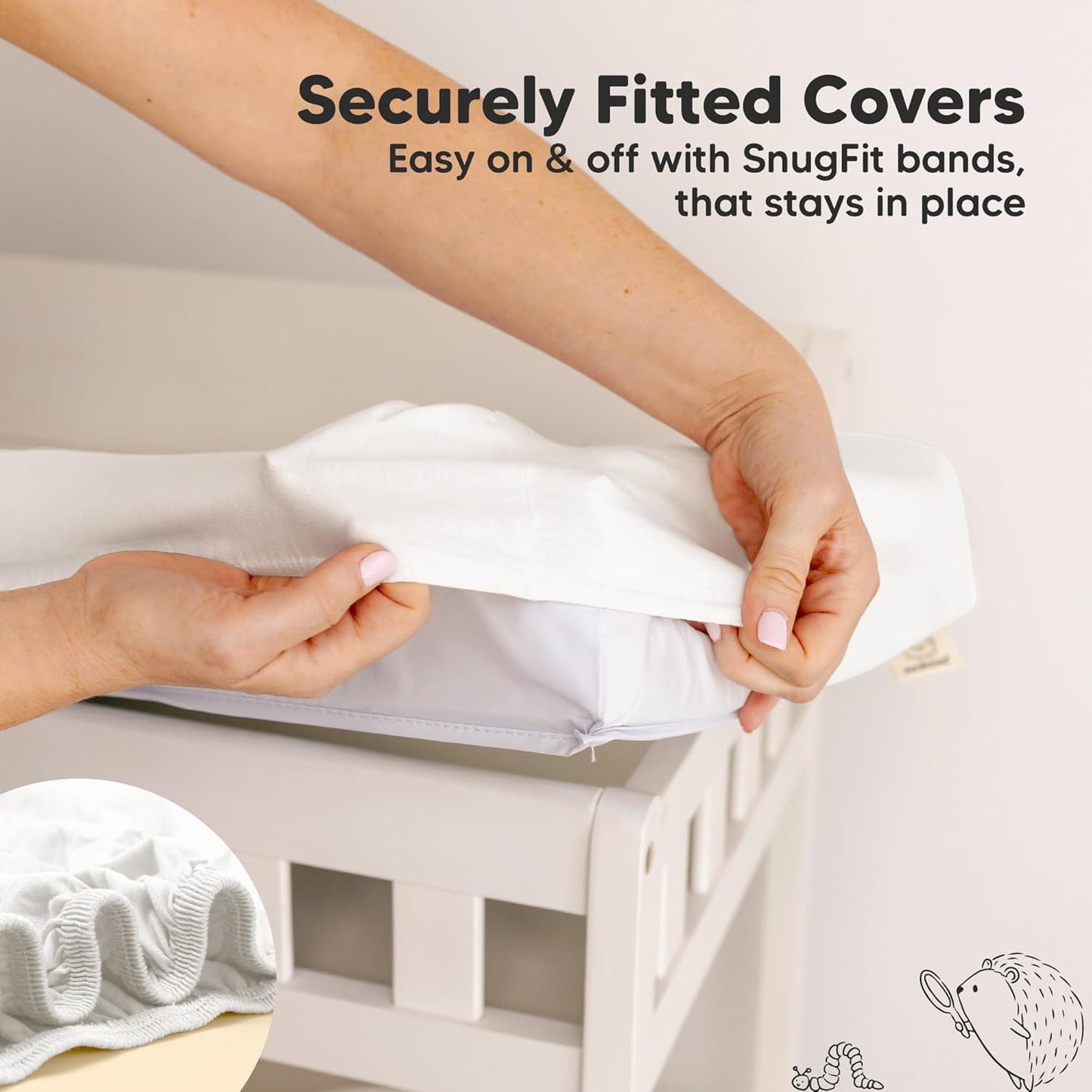 2-Pack Baby Changing Pad Cover for Girl, Boy - 32x16 Soft Viscose Derived from Bamboo Baby Diaper Changing Table Pad Cover Sheets, Neutral, Snug Fit Nursery Diaper Change Sheets (Soft White)