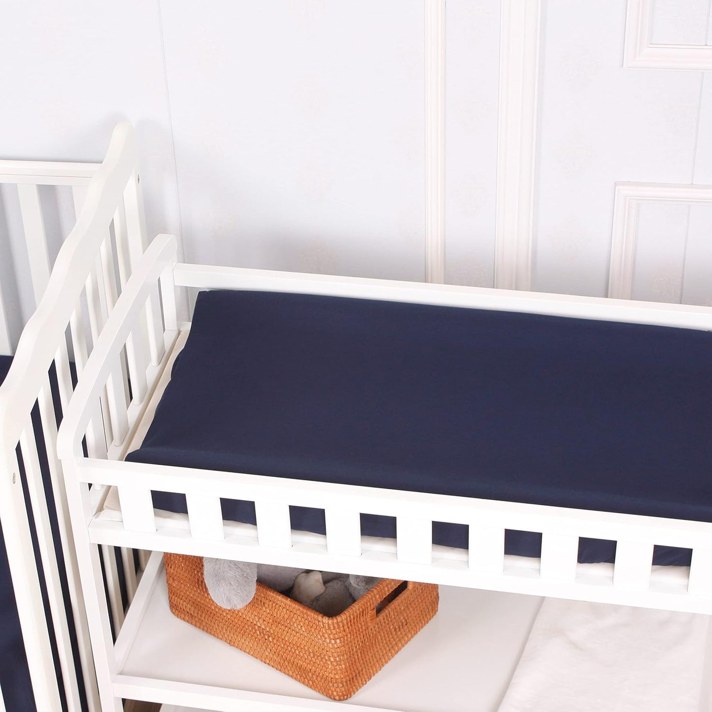 CaSaJa Diaper Changing Pad Cover for Baby Boys Set of 3, Snug Fit 4-Sided Contoured Changing Table Pad 16x31 16x32, Fitted Change Pad Sheet Navy Black, 100% Silky Soft Breathable Microfiber