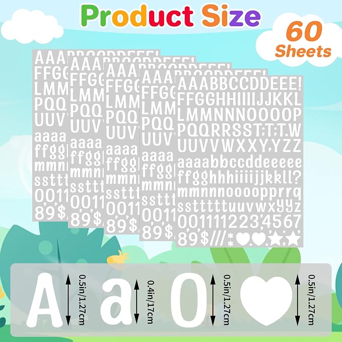 Letter Stickers 0.5 inch, Self-Adhesive Vinyl Waterproof ABC Letter Stickers