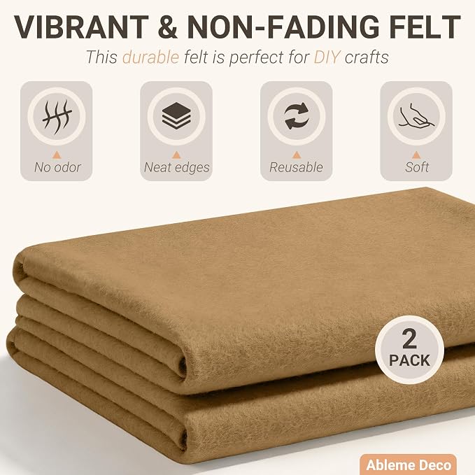 Felt Fabric Sheets 18" x 18" 1.6mm Soft Craft Felt Squares, Coffee | Soft