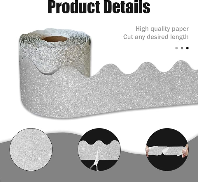 70Ft Shine Bulletin Board Borders，Scalloped Poster Boards Decorations Trim