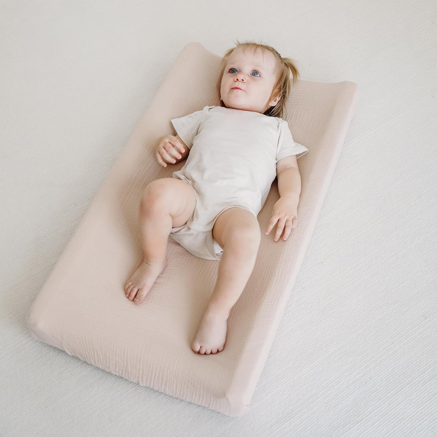 Changing Pad Cover for Neutral Baby Muslin Soft Cotton Diaper Changing Table Pad Cover Changing Pad Sheets for Girls and Boys - 2 Pack(Clay & Ivory)