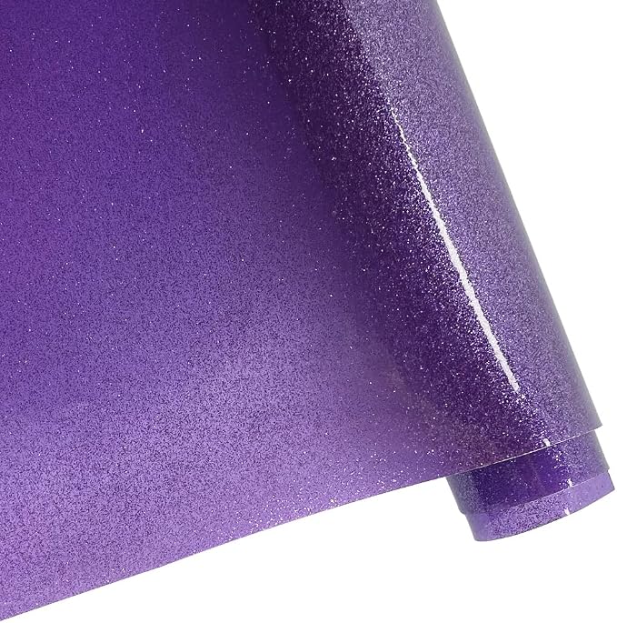 ONEART | Purple Transparent Glitter Vinyl Roll, 0.7 mm Solid Clear PVC Jelly