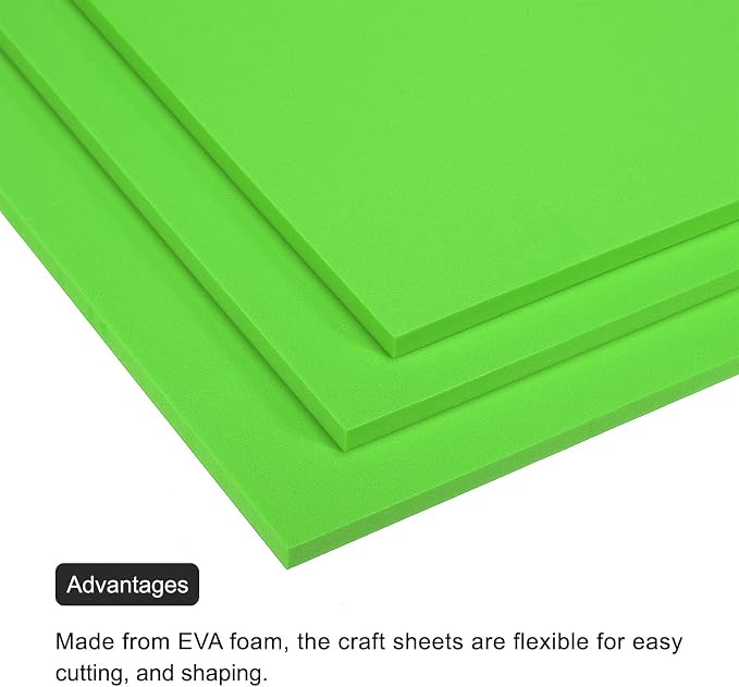 MECCANIXITY EVA Foam Sheets Green 9.8 Inch x 9.8 Inch 7mm Thick Crafts Foam