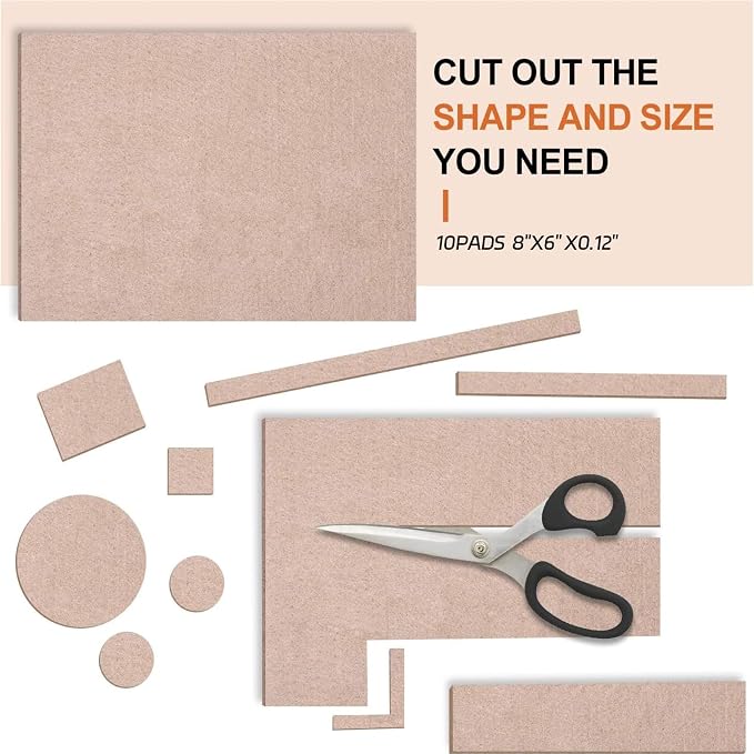 Felt Furniture Pads 10pcs 8" x 6" Self Adhesive Cuttable Furniture Felt Pads