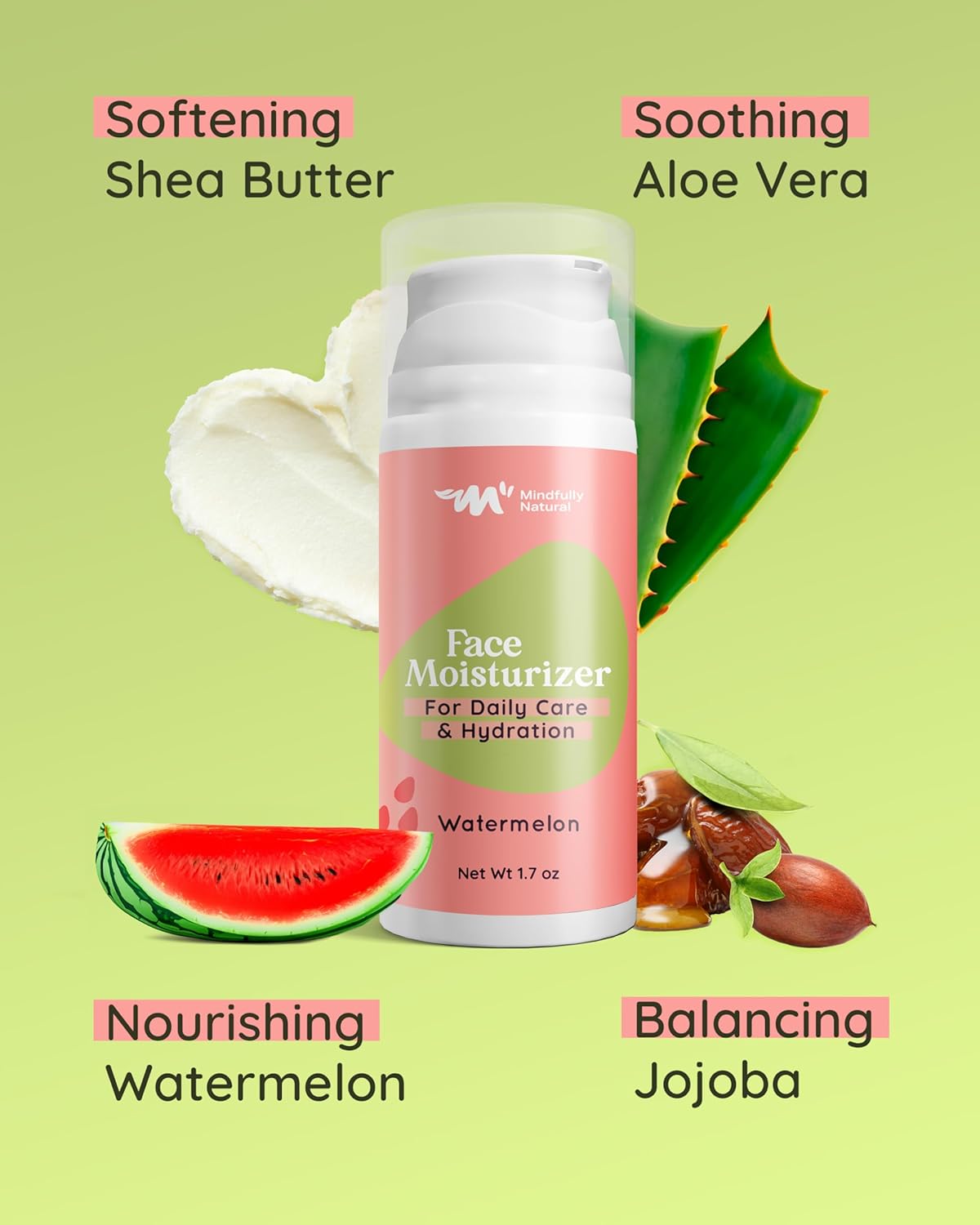 Kids Face Lotion with Shea Butter, Aloe Vera & Jojoba – Gentle, Hydrating Moisturizer for Girls & Boys Ages 8-12 – Lightweight, Fast-Absorbing Daily Face Cream for Sensitive Skin (Watermelon)