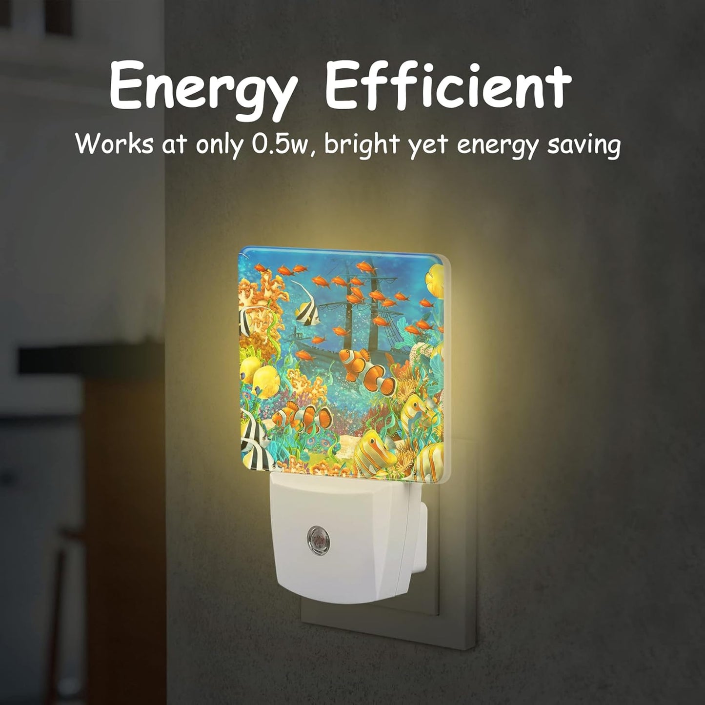 Night Light for Kids Girls Boys,Underwater Fishes Coral LED Night Light Plug into Wall with Dusk to Dawn Sensor for Room Decor,Hallway,Kitchen,Bathroom,Nursery,Stairs