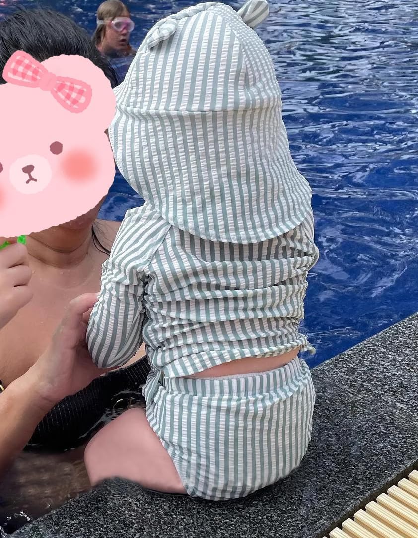 Infant Baby Boys & Girls Swim Diapers Washable Reusable Swimming Diaper BPA Free Swimmers Seersucker Swim Pants 9-12M