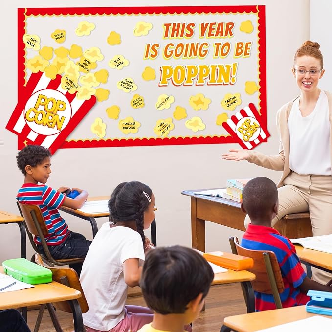 Popcorn Bulletin Board for Classroom Decorations Happy New Year Classroom