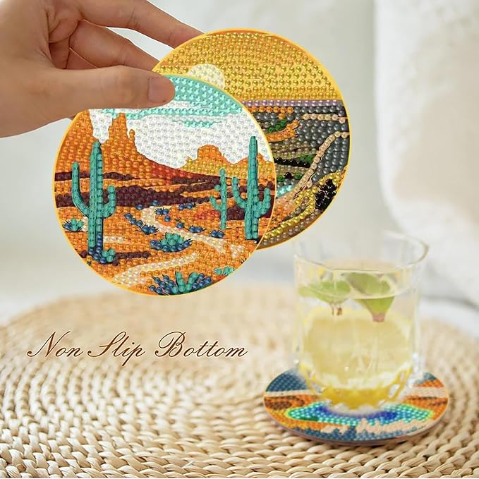 Clendo 8 Pcs National Park Diamond Art Coasters Kit
