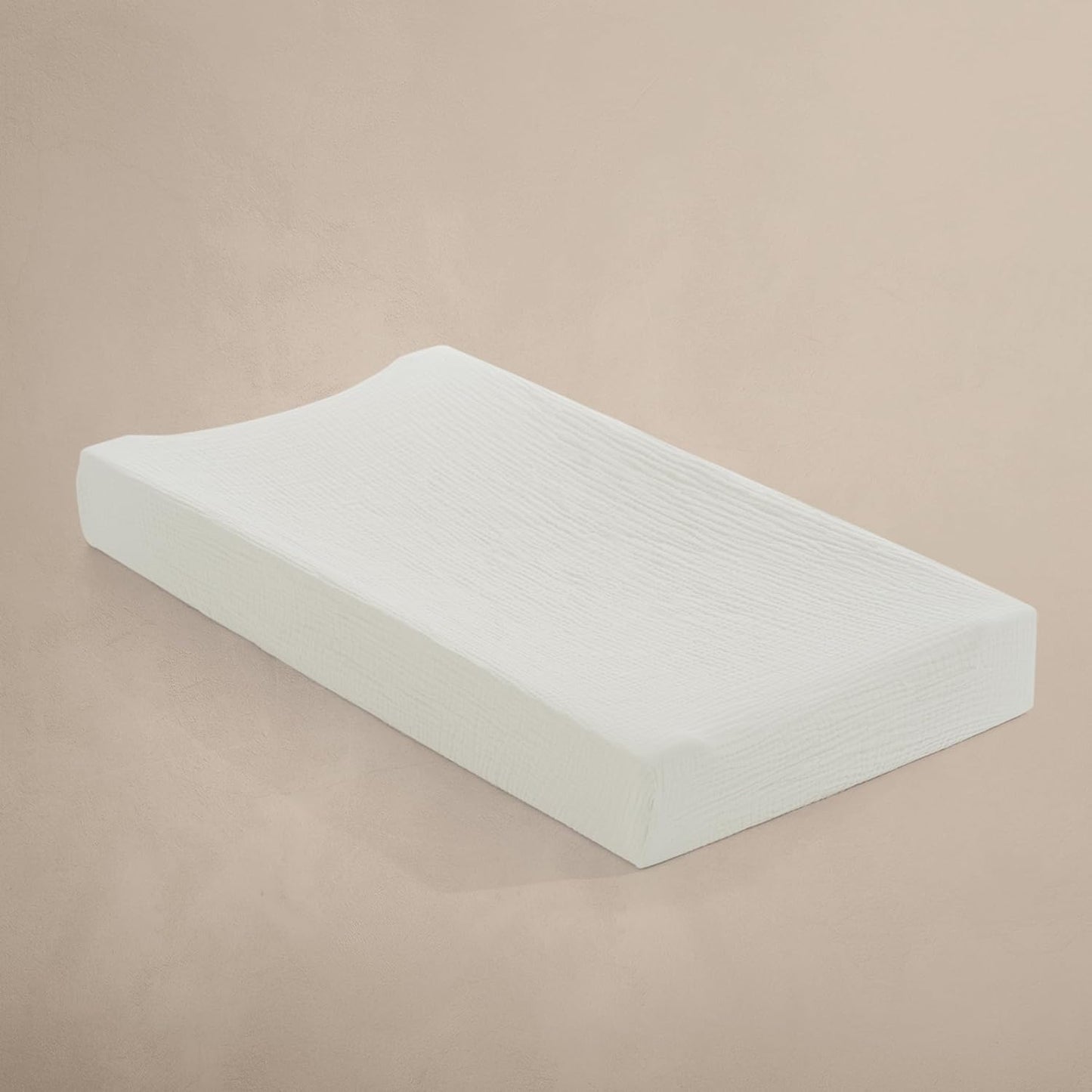 Oilo Muslin Changing Pad Cover, Ultra Soft Breathable 100% Organic Cotton Muslin, Fitted, Machine Washable, Fits Standard Changing Pads (32" x 16"), Heirloom Organic Collection, Eggshell Creme