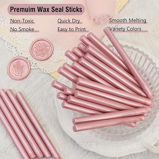 60pcs Wax Seal Sticks, Rose Gold Sealing Wax Sticks, HOSEALING Glue Gun Wax