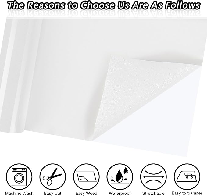 TORC White Silver Glitter HTV White Heat Transfer Vinyl HTV Rolls