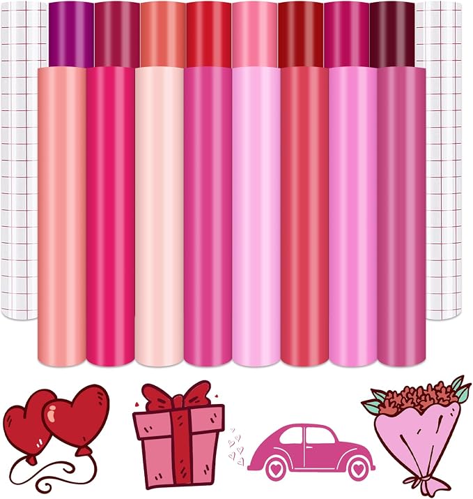 Tintnut Pink Permanent Vinyl 16 Sheets 12''x10'' Solid Color Adhesive Vinyl |