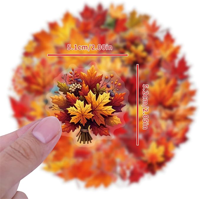 Fall Maple Leaf Stickers, Waterproof PET Vinyl Decals