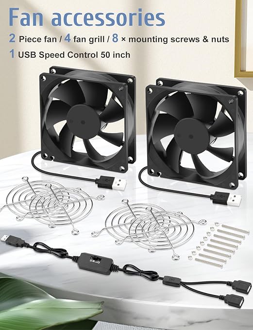 Wathai 80mm x 80mm x 25mm USB Fan 5V for Computer Laptop Router DVR Xbox Cooling 2 Packs