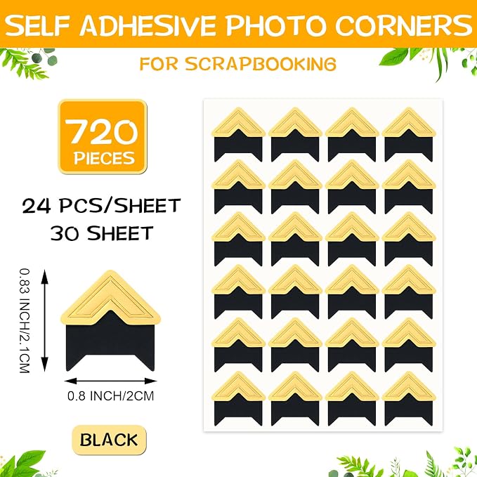 Pajean 720 Pieces Photo Corners Self Adhesive Photo Corners