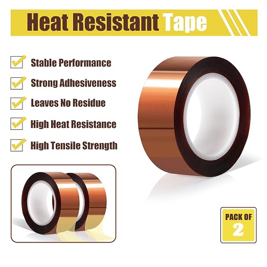 MEBMIK 2 Rolls 20mm x16m Heat Tape High Temperature Heat Resistant Tape Heat