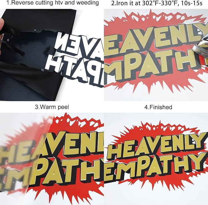 FUNKAKA Black Heat Transfer Vinyl Rolls, Adhesive Glossy HTV Vinyl