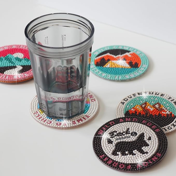 Temlum 6 Pcs Diamond Painting Coasters