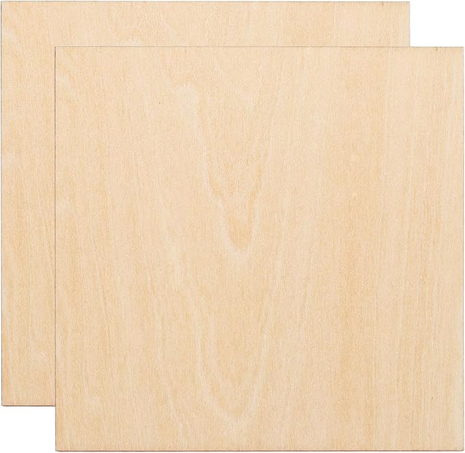 HARFINGTON 2pcs 3mm Basswood Plywood Sheets 4" x 4" x 1/8" Thin Unfinished