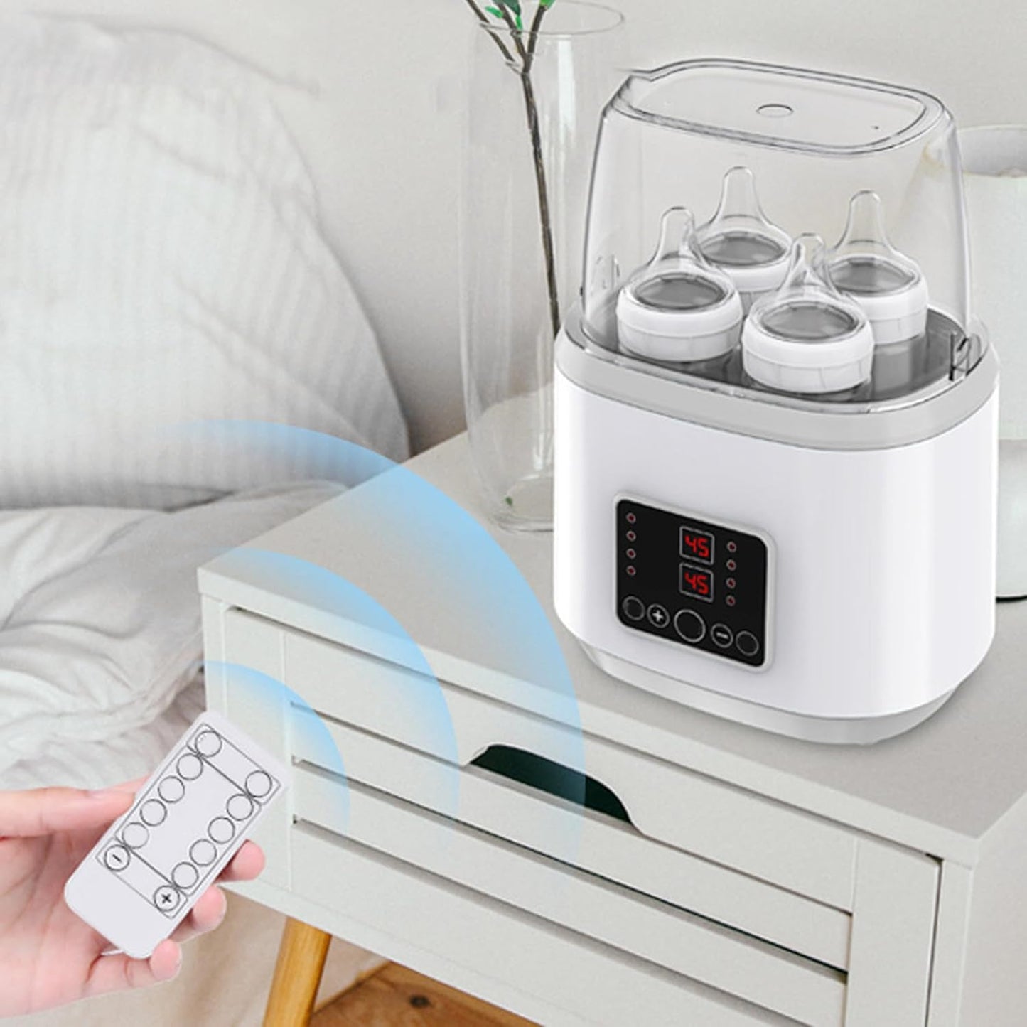 Baby Bottle Warmer ＆ Steriliser Temperature Adjustable Portable Bottle Warmer Remote Control Baby Food Heater with LCD Display for Breastmilk or Formula, Grey, Xmas Decorations