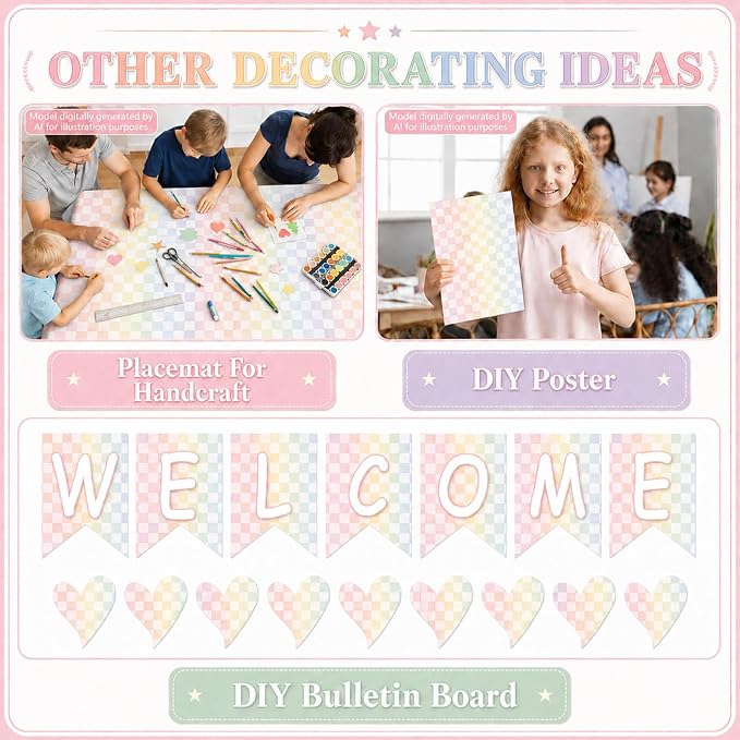 Colorful Checkered Bulletin Board Roll Non-Woven Fabric Poster 16in X 20ft |