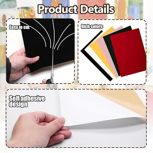 Biaungdo Self Adhesive Felt Sheets, 8 x 12 Inch | A4 Size, Felts Fabric