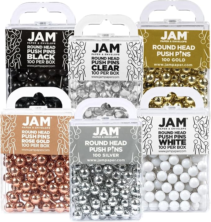 JAM PAPER Colorful Push Pins