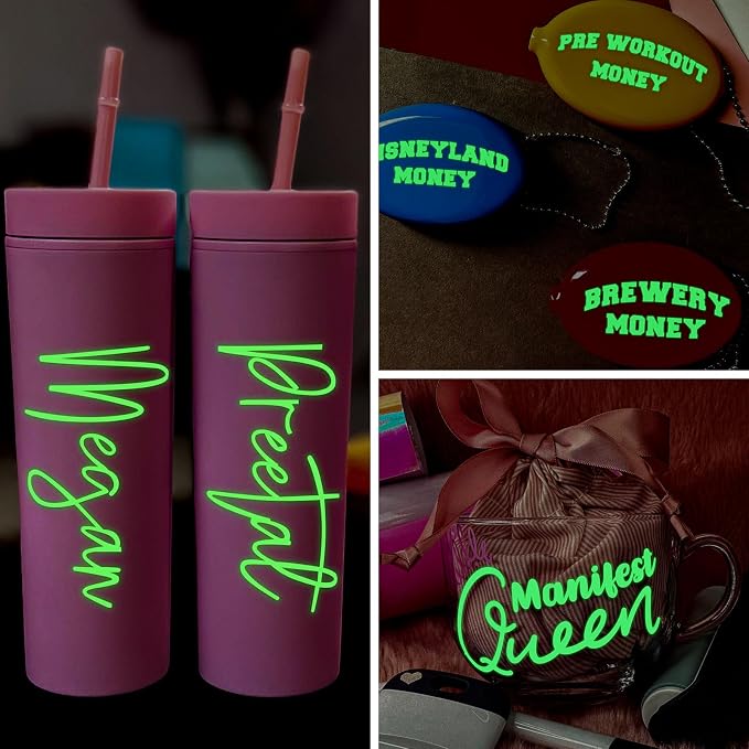 TECKWRAP Glow in the Dark Matte Adhesive Vinyl, 1ft x 5ft