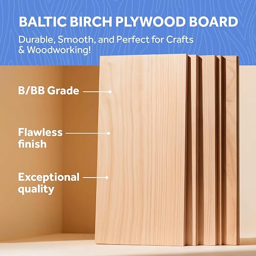 Baltic Birch Plywood Custom Cut, Customized to Size 1/4 Inch Thick, B/BB Grade