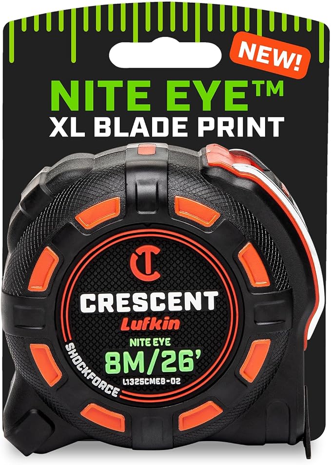 Crescent Lufkin 8 Meter / 25 Ft. SHOCKFORCE NITE EYE Tape Measure | L1325CMEB-02