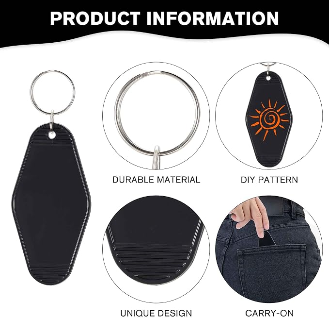 Yoption 50pcs Blank Motel Keychain Bulk