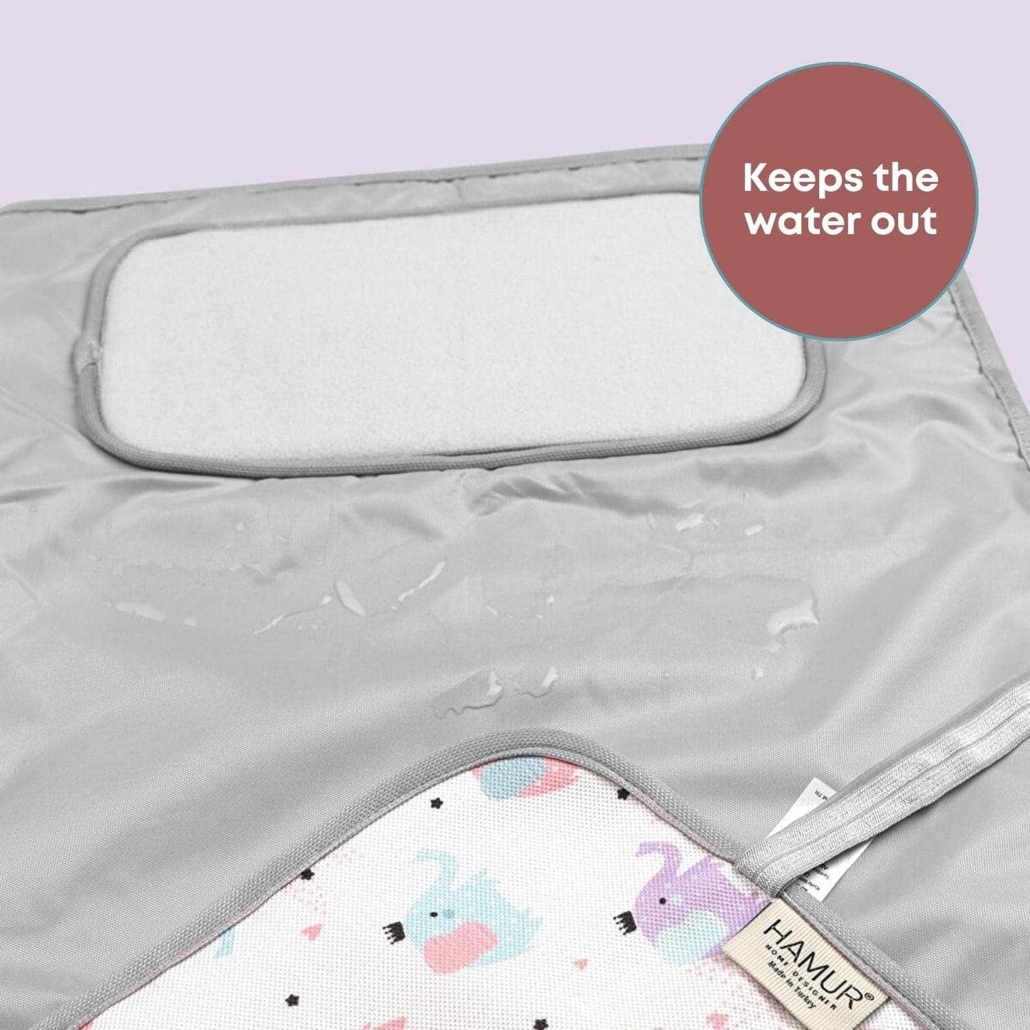 Hamur Home Portable Changing Pad – Waterproof, Washable & Easy Wipe Clean, Foldable Travel Baby Changing Mat for Diaper Bag, Compact & Lightweight, Must-Have for Newborns (Elephant Pattern)
