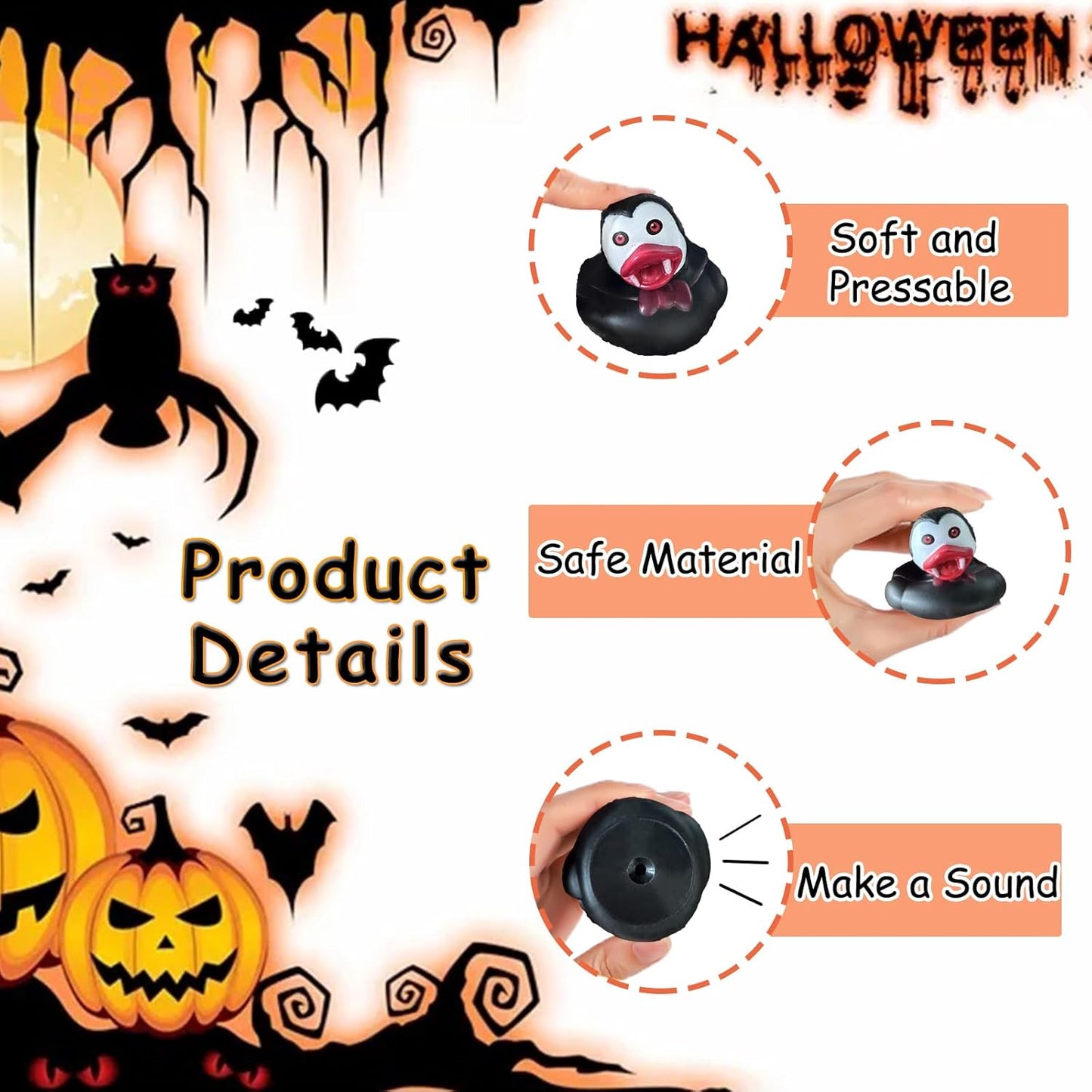 24 Pcs Halloween Rubber Ducks,Halloween Ducks Bath Toys for Kids,Halloween Party Favors Supplies,Goodie Bags Fillers Stuffers for Halloween Decor,Baby Showers,Birthday Gifts(Halloween)