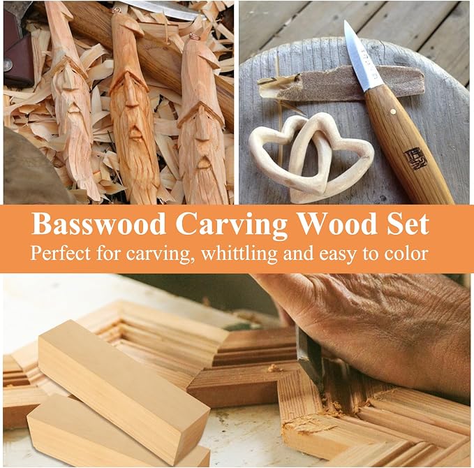Acrux7 8 Pack 8 x 2 x 2 Inch Basswood Carving Blocks, Natural Unfinished Bass