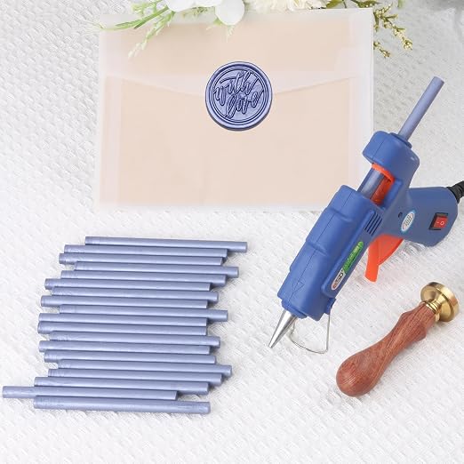 Zinc Blue Sealing Wax Sticks, WASOHLING 20Pcs Glue Gun Wax Seal Sticks
