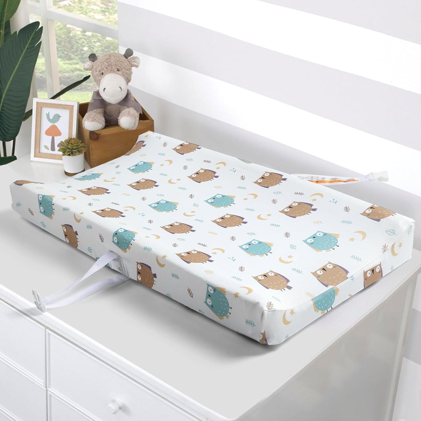 Changing Table Pad Cover Elastic Changing Pad Cover Premium Baby Changing Pad Cover 2 Pack for Boys Girls Soft and Comfortable (Owl and Koala)