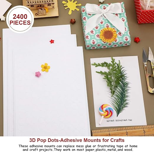 Outus 2400 Pieces Foam Dots Dual-Adhesive 3D Foam Tapes Pop Dots Adhesive Mount