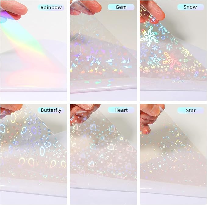 36 Sheets Holographic Laminate Sheets Clear Self Adhesive Sticker Paper |